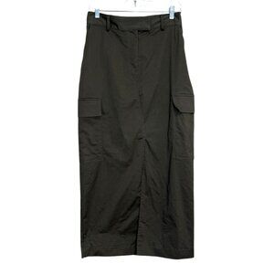 Mint Velvet Womens Cargo Pencil Skirt Olive Green Front-Slit Pockets US Size 6